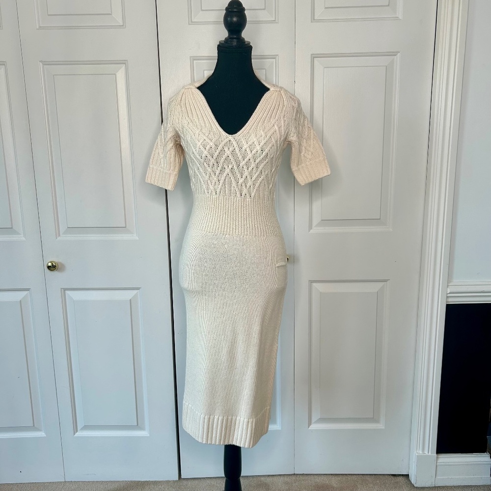 Moda International Cream Knit Sweater Dress in Size M